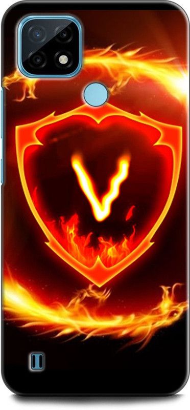 INDICRAFT Back Cover for Realme C21Y, RMX3261 V, V LETTER, FIRE, V NAME, V ALPHABET  (Multicolor, Dual Protection, Pack of: 1)
