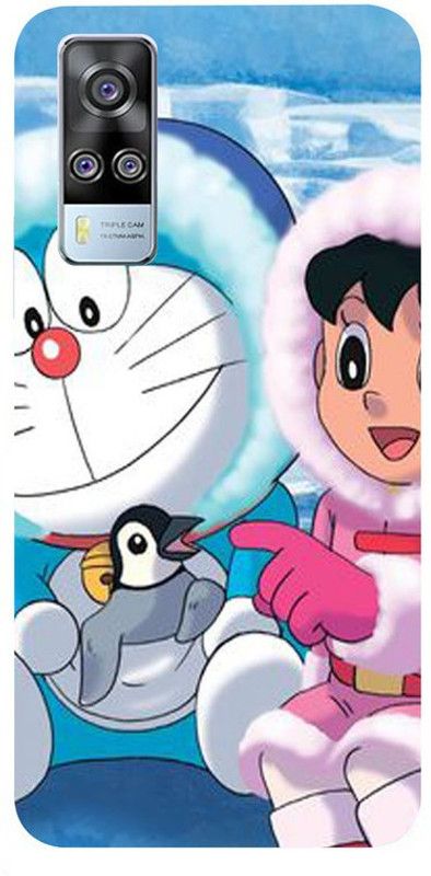 Golden Mask Back Cover for Vivo Y51 (2021) Doraemon With Penguin  (Multicolor, Waterproof, Silicon, Pack of: 1)