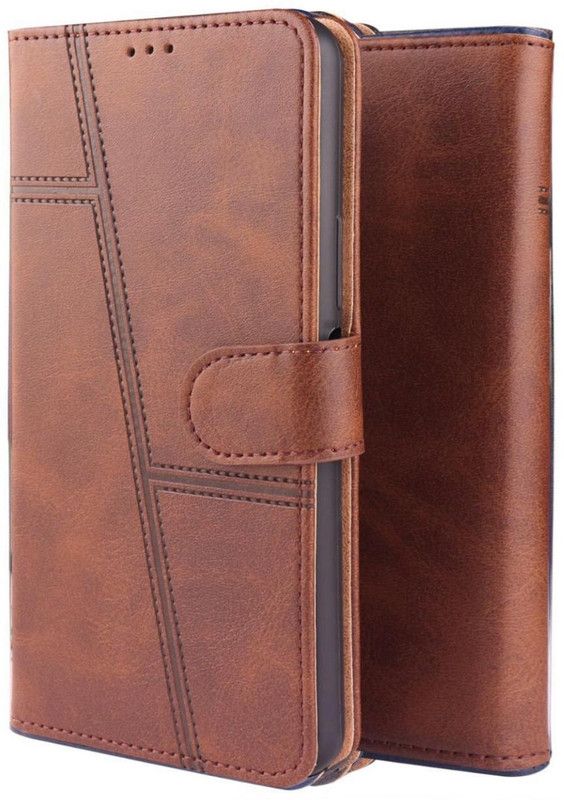 RAWAT Flip Cover for Itel A23 Pro Flip Cover  (Brown, Dual Protection, Pack of: 1)