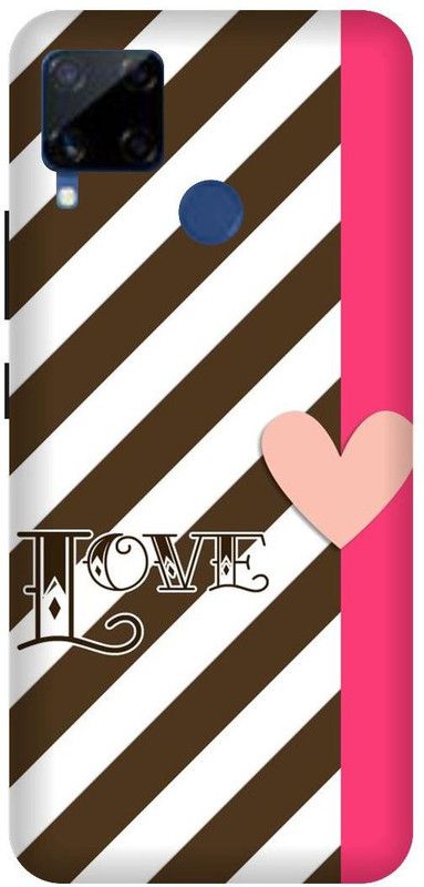 UMPRINT Back Cover for Realme C15 Love Pink Heart Printed Back Cover  (Multicolor, Hard Case, Pack of: 1)