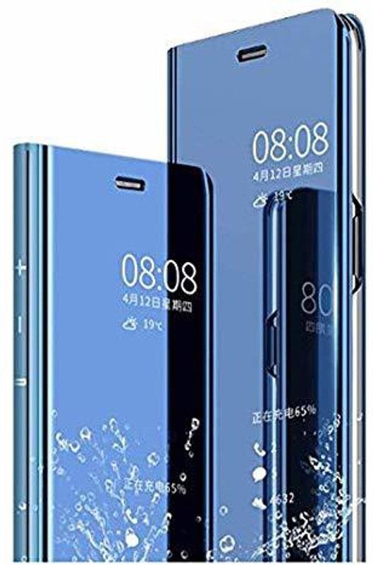 UNQMobi Flip Cover for Honor 7A Latest Clear Electroplate Plating Mirror Acryclic Full Body Protective Flip Cover  (Blue, 3D Case, Pack of: 1)