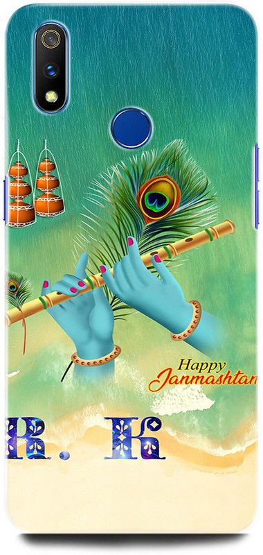 ORBIQE Back Cover for Realme 3i RMX1827 KRISHNA, MORPANKH, VASUDEV, GOD, KRISHN KANHIYA, FLUTE  (Multicolor, Hard Case, Pack of: 1)