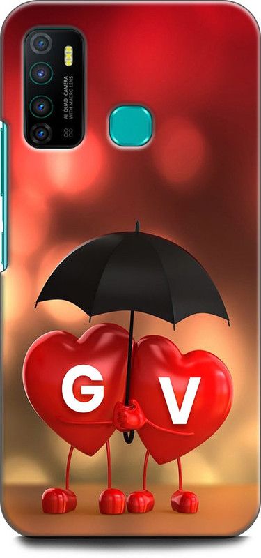 KEYCENT Back Cover for Infinix Hot 9 Pro G V, G LOVES V, NAME, ALPHABET, GV LOVE, HART, BLUE  (Multicolor, Shock Proof, Pack of: 1)