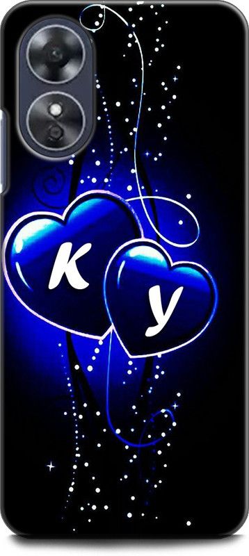 WallCraft Back Cover for OPPO A17, CPH2477 K Y, K LOVES Y, NAME, ALPHABET, KY LOVE, HART, BLUE  (Multicolor, Dual Protection, Pack of: 1)