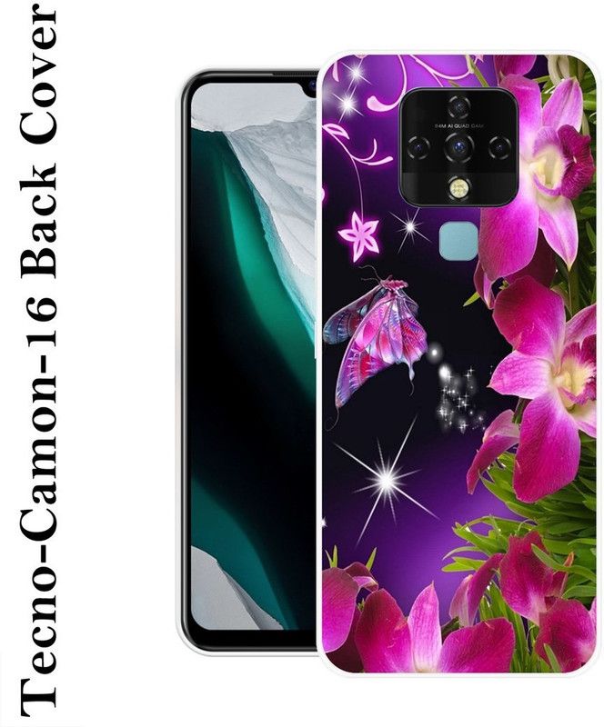 SHIVKUDI Back Cover for Tecno Camon 16  (Black, Pink, Grip Case, Silicon)