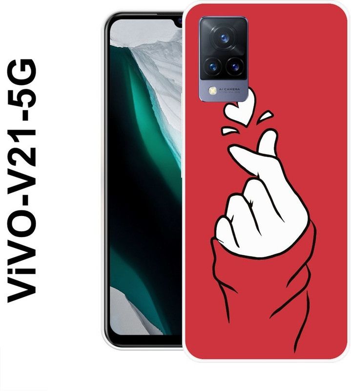 redfly Back Cover for Vivo V21 5G  (Red, White, Grip Case, Silicon)