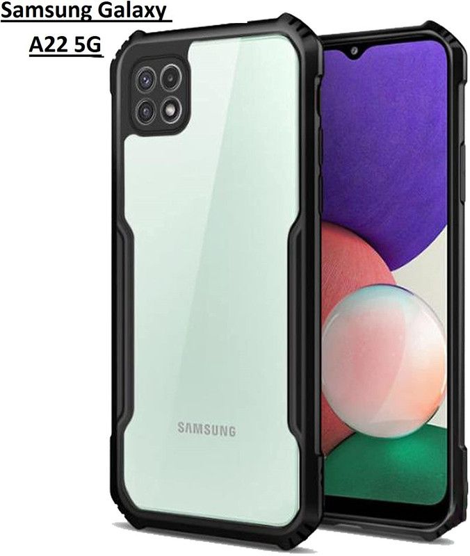 xykos Back Cover for Samsung Galaxy A22 5G  (Black, Transparent, Grip Case)