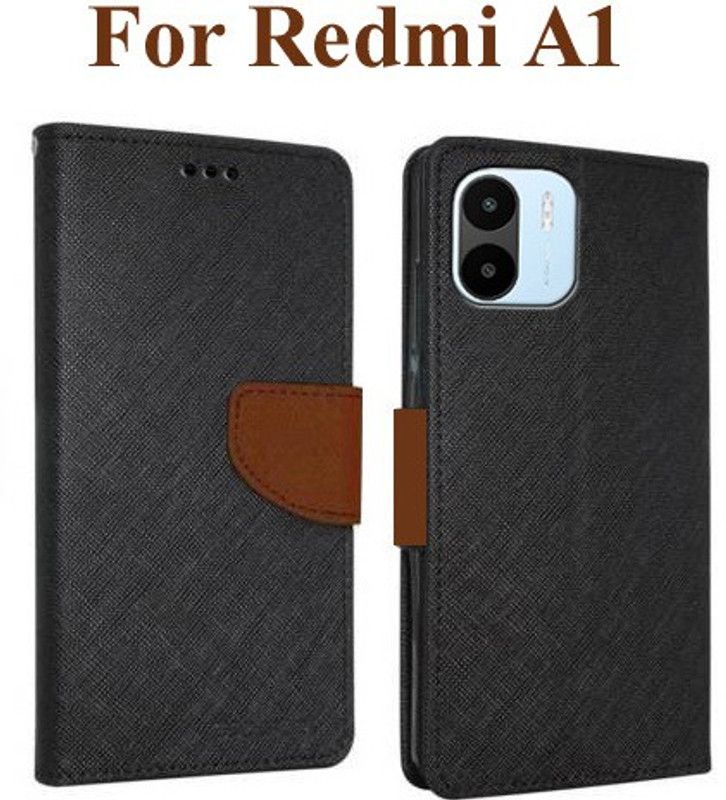 Mehsoos Flip Cover for Mi A1, Redmi A1 2022, Redmi A2 2023  (Brown, Dual Protection, Pack of: 1)