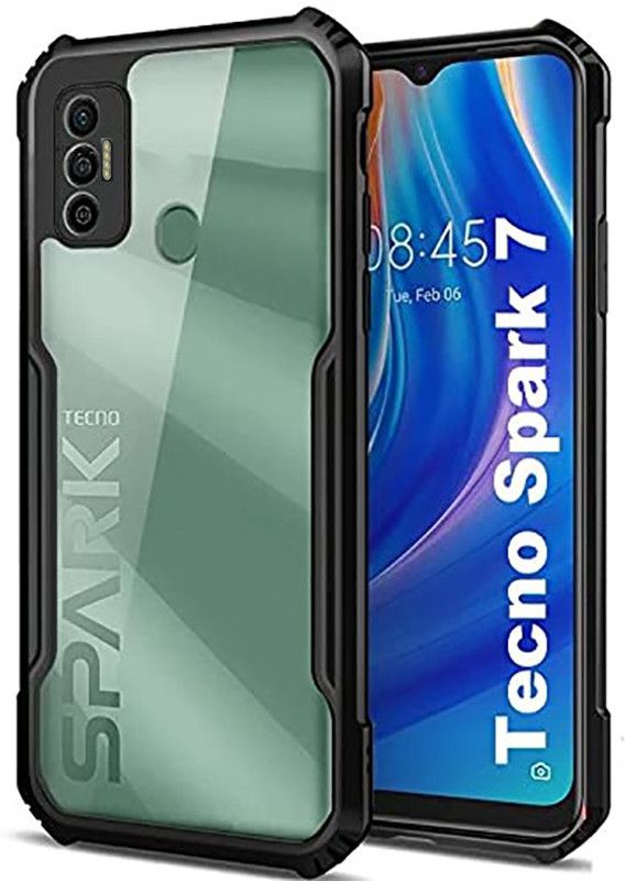 Lilliput Back Cover for Tecno Spark 7  (Black, Dual Protection, Pack of: 1)