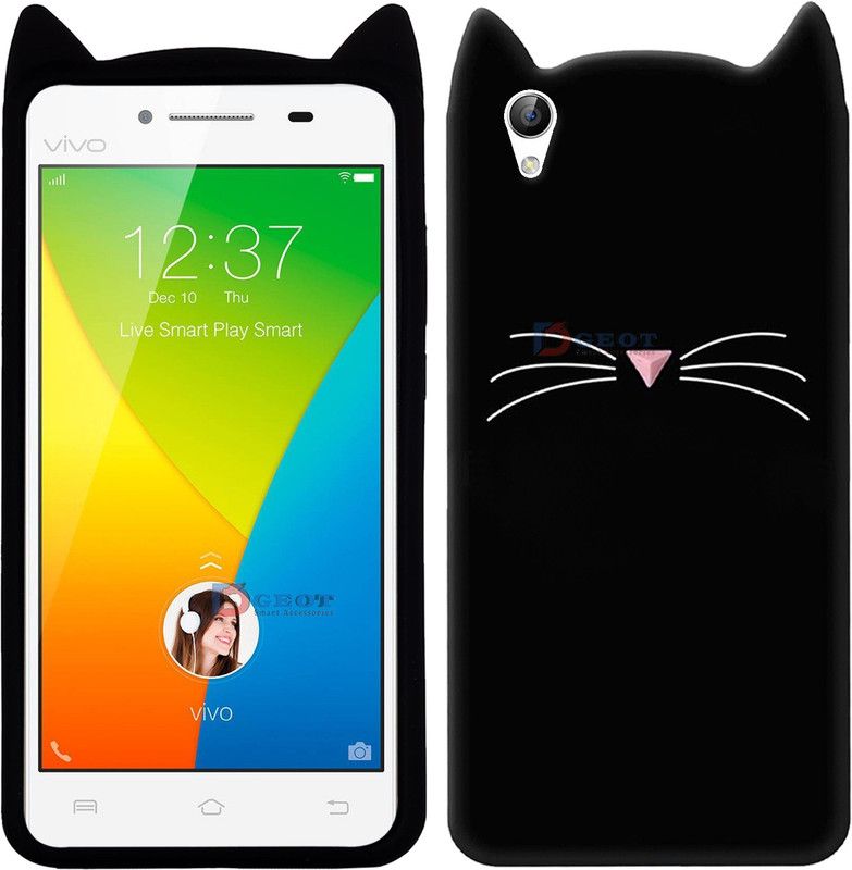 Dgeot Back Cover for Vivo Y51 Mustache Meow Soft Silicone Cute 3D Cartoon Cat Ear Kitty ♥Black♥  (Black, Shock Proof, Pack of: 1)