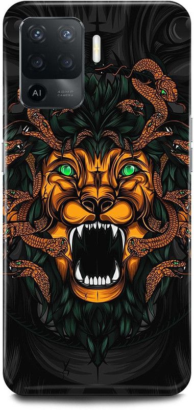 JUGGA Back Cover for OPPO F19 Pro, LION, MEDUSA, ANGRY, LION  (Yellow, Hard Case, Pack of: 1)