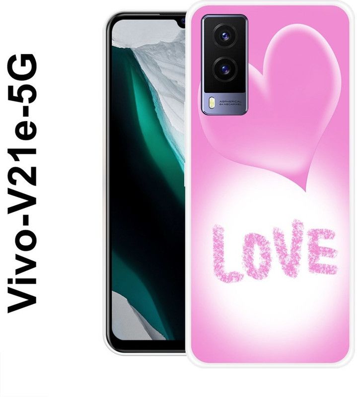 KLC Back Cover for Vivo V21e 5G  (Pink, White, Grip Case, Silicon)