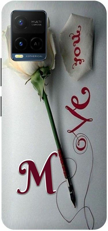 COVERJET Back Cover for VIVO T1X- V2143-M- NAME- LETTER- ALPHABET- LOVE  (Yellow, Hard Case, Pack of: 1)