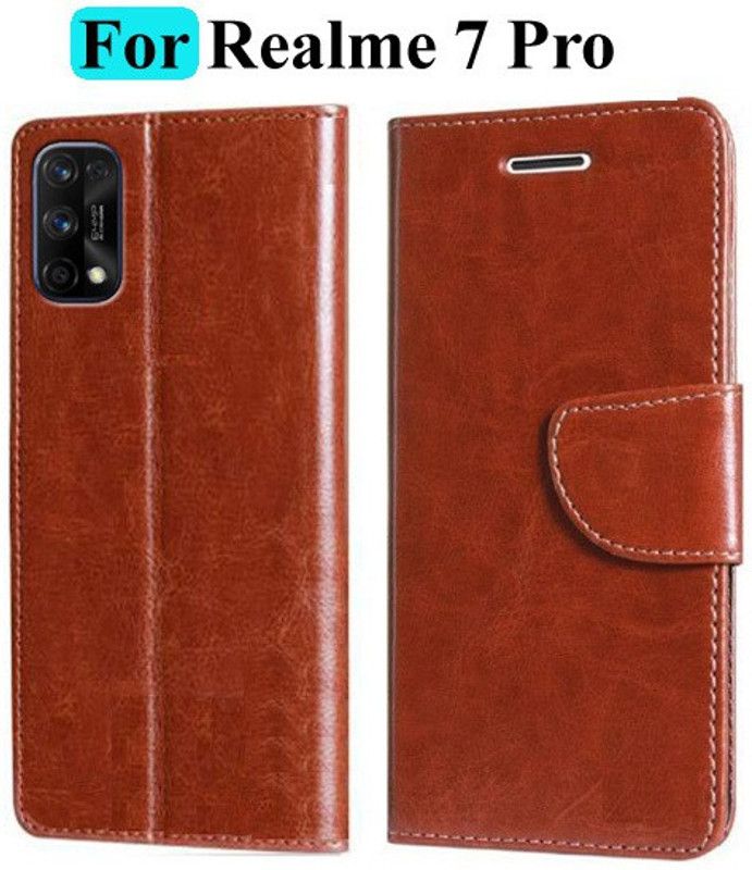 Mashgul Flip Cover for Realme 7 Pro  (Brown, Shock Proof, Pack of: 1)