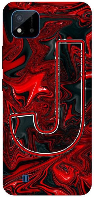 3D U PRINT Back Cover for Realme C20 ,RMX3061,RMX3063 J letter,J name J word  (Red, Waterproof, Pack of: 1)