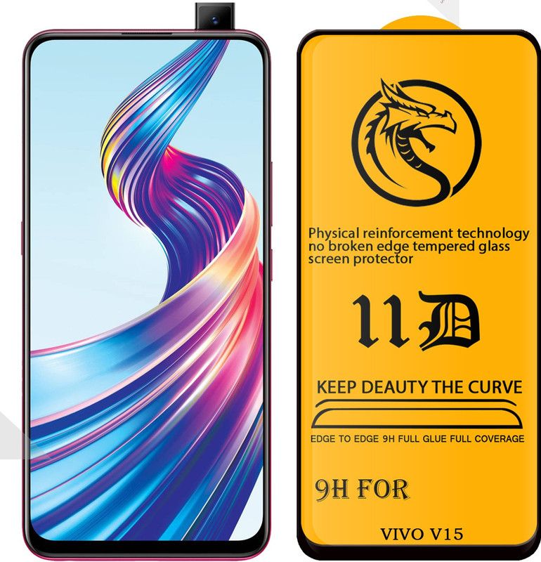 Dgeot Edge To Edge Tempered Glass for Vivo V15 |With Easy Installation Kit|Impact Absorb|Full Adhesive Glass|  (Pack of 1)