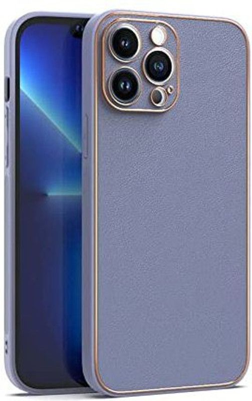 OSHO Back Cover for Camera Protection Compatible with iPhone13 Pro (Golden Chrome |TPU Lather Taxture )  (Purple, Shock Proof, Pack of: 1)