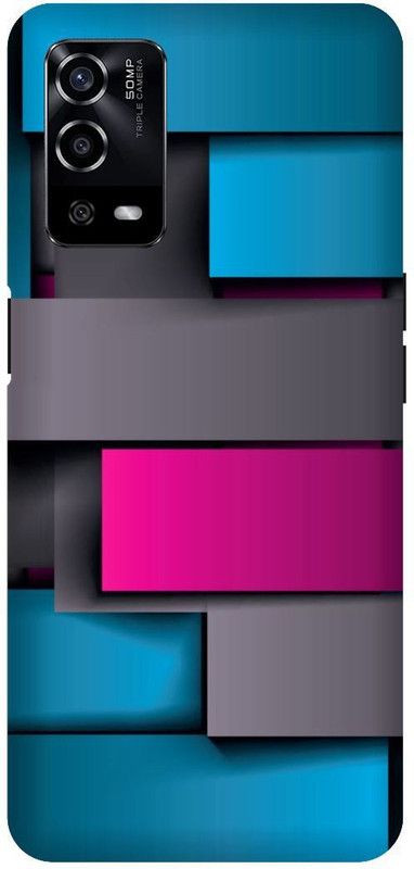 UMPRINT Back Cover for Oppo A55/CPH2325, 3D Design, Navy, Pink Color Printed Back Cover  (Multicolor, Hard Case)