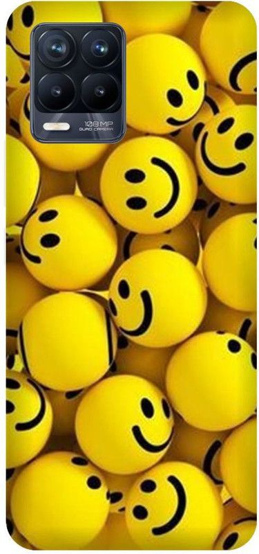3D U PRINT Back Cover for Realme 8 (4G) ,RMX3085 Smily Emoji,Smile Emoji Face  (Yellow, Waterproof, Pack of: 1)