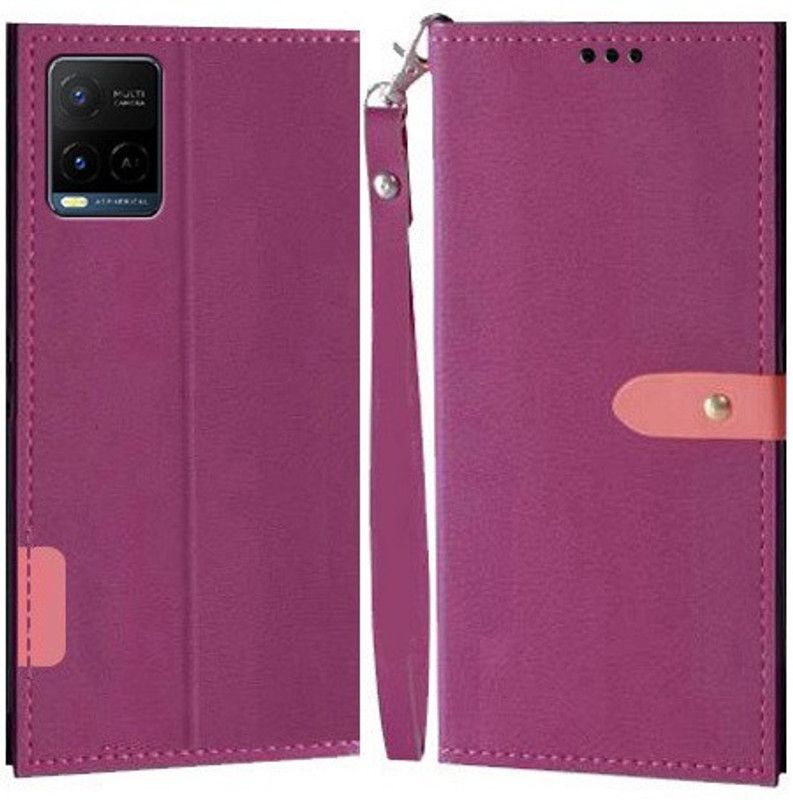 YAYAVAR Flip Cover for Vivo Y21  (Pink, Grip Case, Pack of: 1)