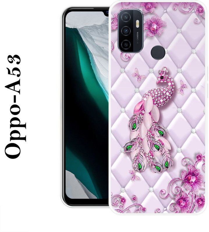 KLC Back Cover for Oppo A53  (Pink, Green, Grip Case, Silicon)