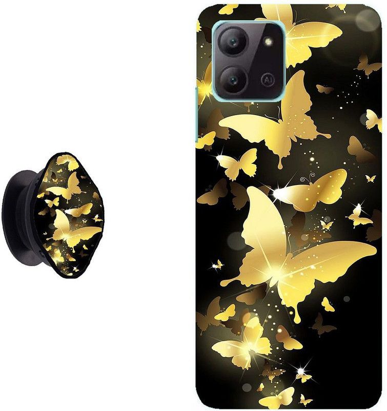 KIZIN Back Cover for Infinix Hot 11 2022  (Black, Gold, Cases with Holder)