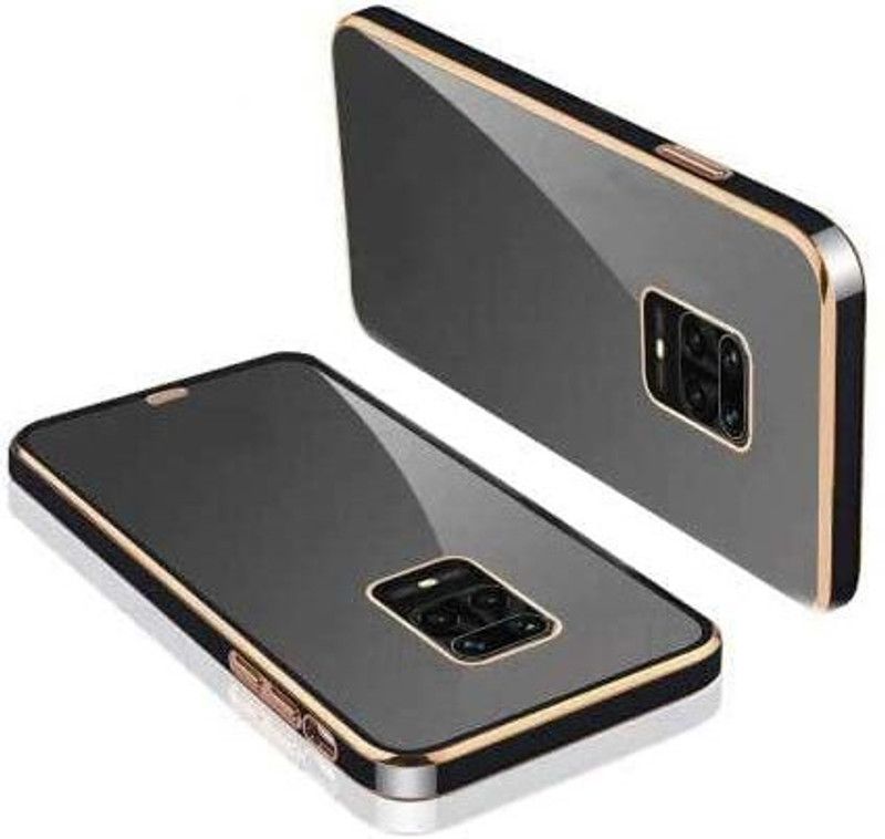 WoodForest Back Cover for Xiaomi Redmi Note 9 Pro | Gold Electroplating Transparent Chrome  (Black, Waterproof, Silicon, Pack of: 1)