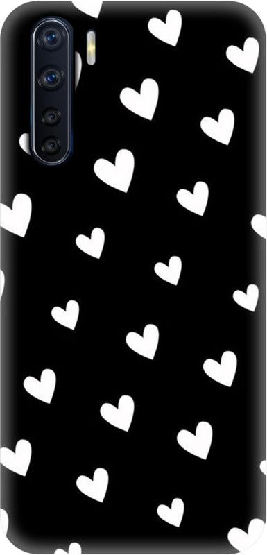 Smutty Back Cover for Oppo F15, CPH2001 - White Hearts Print  (Multicolor, Hard Case, Pack of: 1)