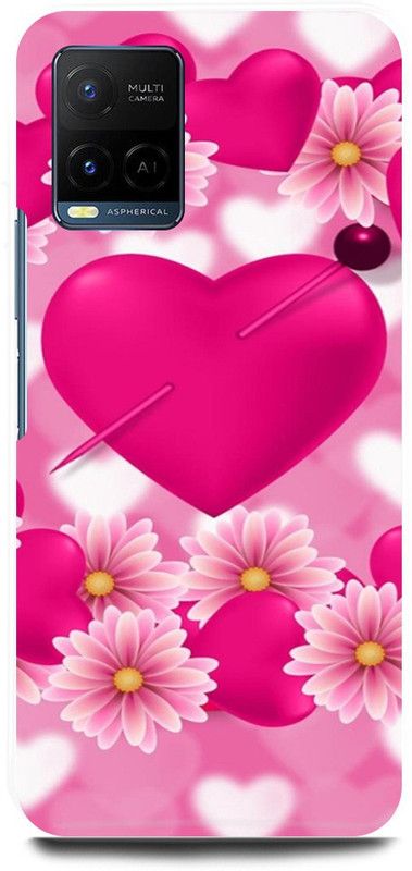 play fast Back Cover for Vivo Y21E HEART, PINK, HEART, DIAMOND, LOVE, COUPLE  (Pink, Hard Case, Pack of: 1)