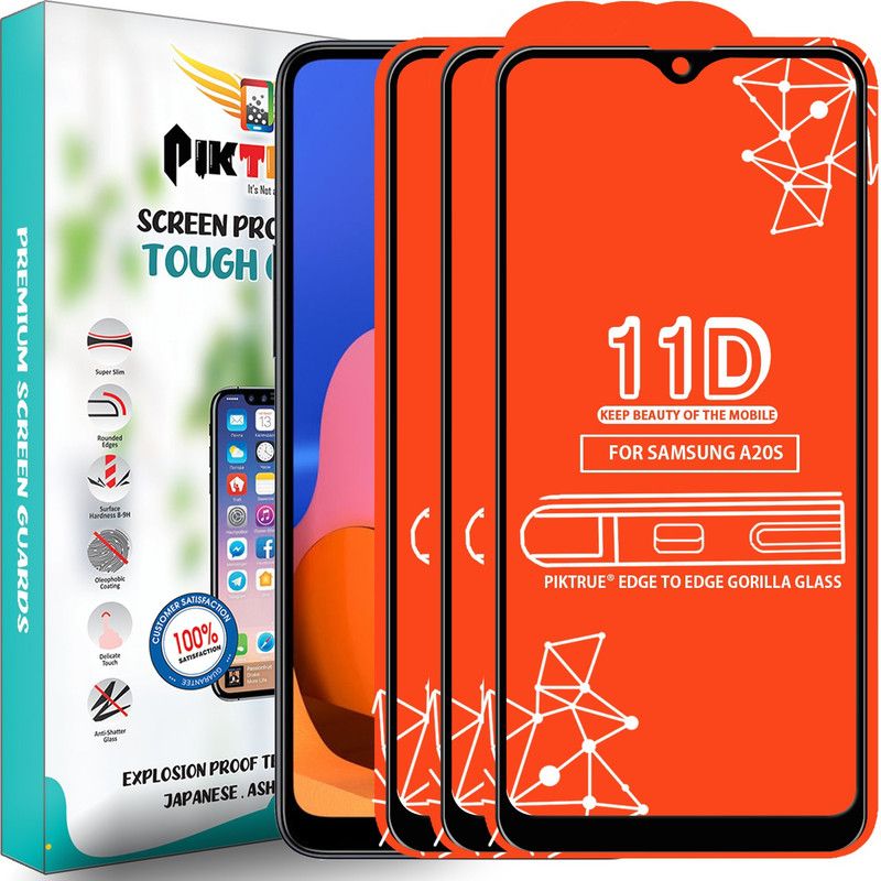 PikTrue Edge To Edge Tempered Glass for Samsung Galaxy A20S  (Pack of 3)