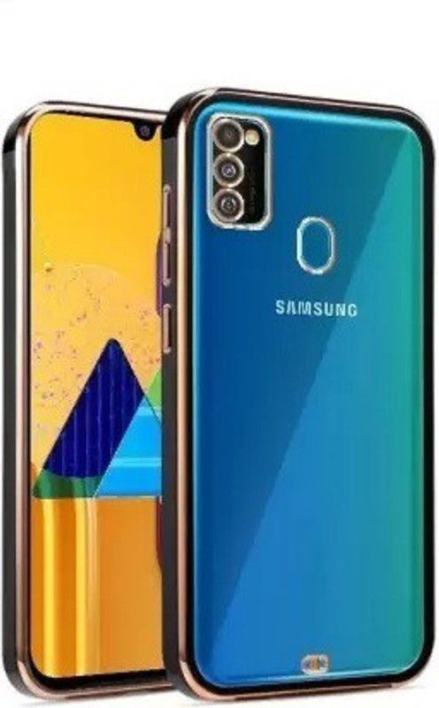 WoodForest Back Cover for Samsung Galaxy M21 | Gold Electroplating Transparent Chrome  (Black, Waterproof, Silicon, Pack of: 1)