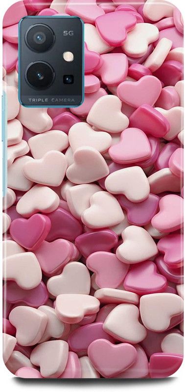 play fast Back Cover for Vivo T1 5G, V2141 HEART, CANDIES, PINK, LOVE  (Pink, Hard Case, Pack of: 1)