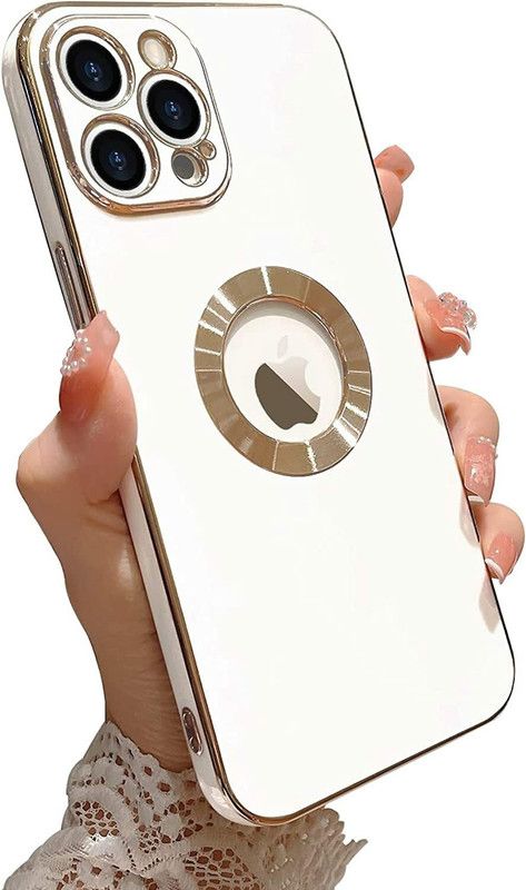 Klikmore Back Cover for Apple iPhone 14 Pro Max  (White, Gold, Flexible, Pack of: 1)