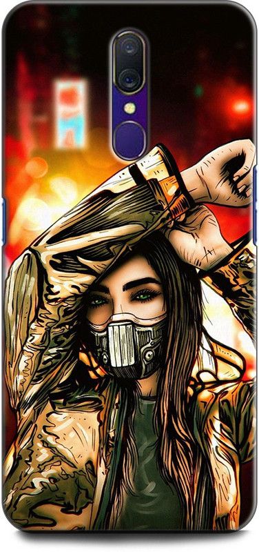 INDICRAFT Back Cover for OPPO F11, CPH1911 GIRL, MASK, CUTE GIRL, ART, ANIME, RESPIRATOR, TEXTURE  (Multicolor, Shock Proof, Pack of: 1)