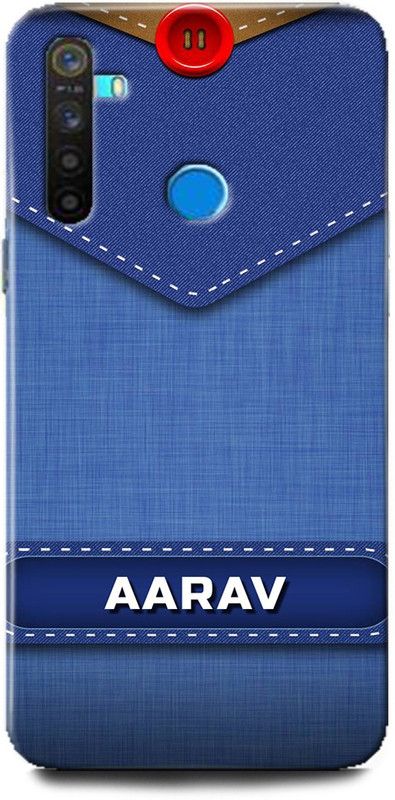WallCraft Back Cover for Realme 5s / RMX1925 AARAV NAME, A, LETTER, BLUE, JEANS, ALPHABET, DESIGN  (Multicolor, Dual Protection, Pack of: 1)