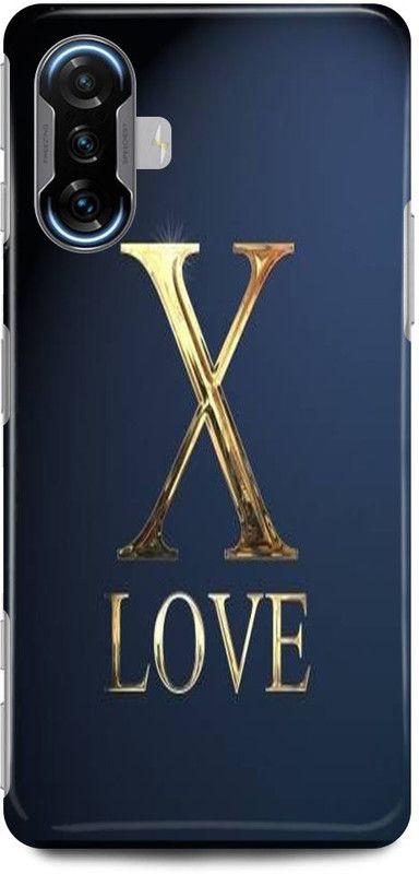 FUGGA Back Cover for POCO F3 GT , X, LETTER, ALPHABET, LOVE, X, NAME  (Gold, Hard Case, Pack of: 1)