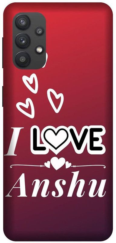 Yoprint Back Cover for Samsung Galaxy M32 I Love Anshu Text,Love Anshu Text,Love Anshu Name Printed cover  (Multicolor, Hard Case, Pack of: 1)