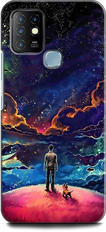 WallCraft Back Cover for Infinix Hot 10 GALAXY, STARS, DOG, MOON, MAN, COLORFULL, TEXTURE  (Multicolor, Dual Protection, Pack of: 1)