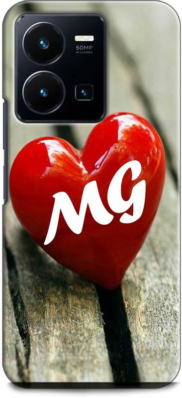 INDICRAFT Back Cover for Vivo Y35, V2205 M G, G LOVES M, NAME, ALPHABET, MG LOVE, HART, BLUE  (Multicolor, Shock Proof, Pack of: 1)