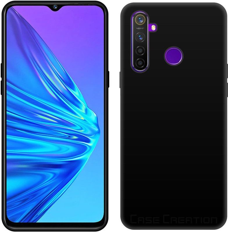 CASE CREATION Back Cover for Realme 5i Soft Case  (Black, Waterproof, Silicon, Pack of: 1)