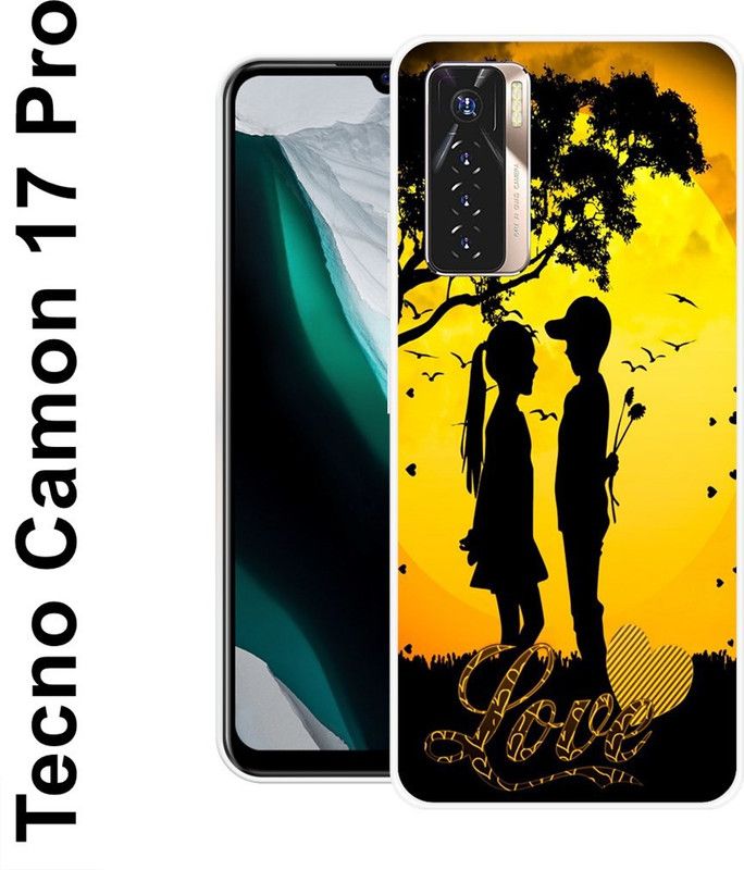 KUDI Back Cover for Tecno Camon 17 Pro  (Black, Yellow, Silicon)