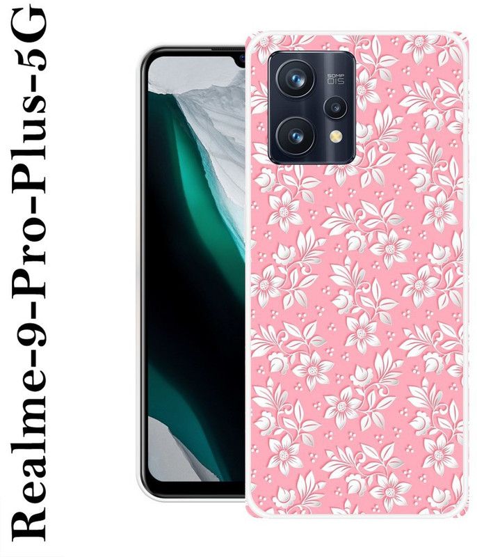 SIMAWAT Back Cover for Realme 9 Pro Plus 5G  (Pink, White, Grip Case, Silicon)