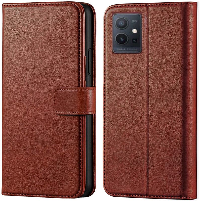 Urban Tech Flip Cover for vivo y55 5gFlip Case | Magnetic Closure | Shock Proof Wallet Flip Cover  (Brown, Magnetic Case, Pack of: 1)