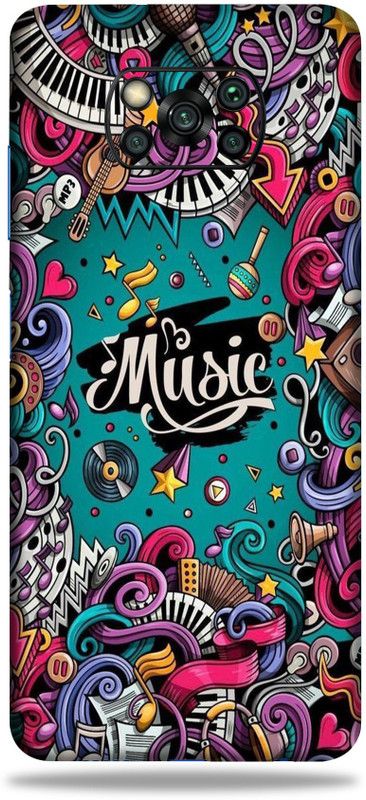 OggyBaba MI Poco X3, Phone Back side Protector and Camera Protector Mobile Skin  (Ultra Super Music Skin Gloss Finish)