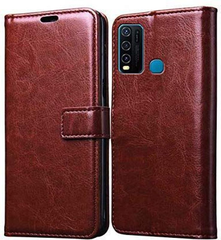 Mehsoos Flip Cover for Vivo Y30  (Brown, Dual Protection, Pack of: 1)