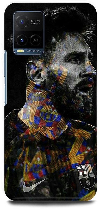 FIKORA Back Cover for Vivo Y33s, V2109, MESSI, LIONEL, MESSI, FCB, BARCELONA  (Grey, Hard Case, Pack of: 1)