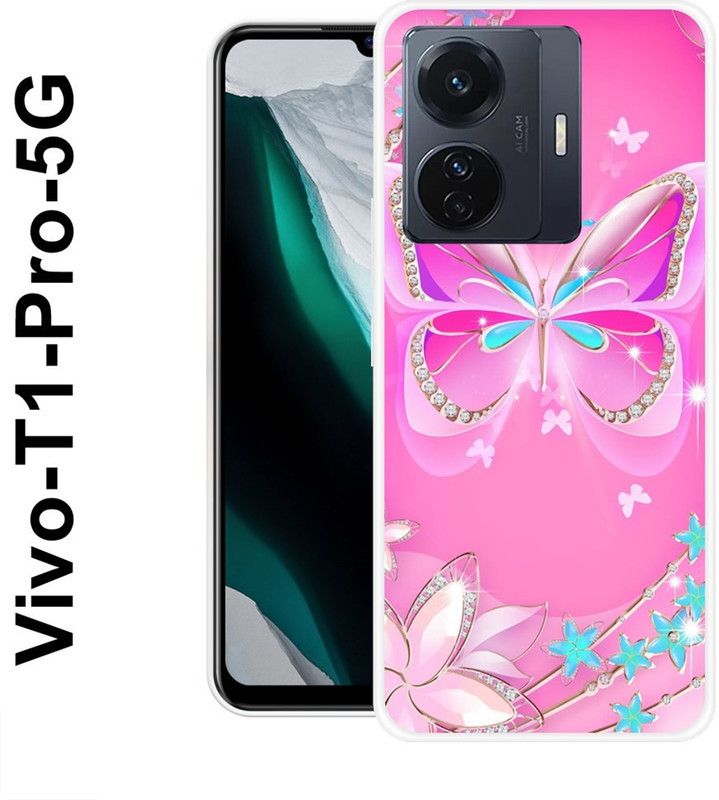 SHIVKUDI Back Cover for Vivo T1 Pro 5G  (Pink, Blue, Silicon)