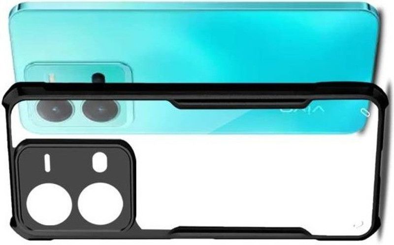 mobilebestpouch Back Cover for Vivo V25 5G Camera Bump Protector  (Black, Transparent, Pack of: 1)