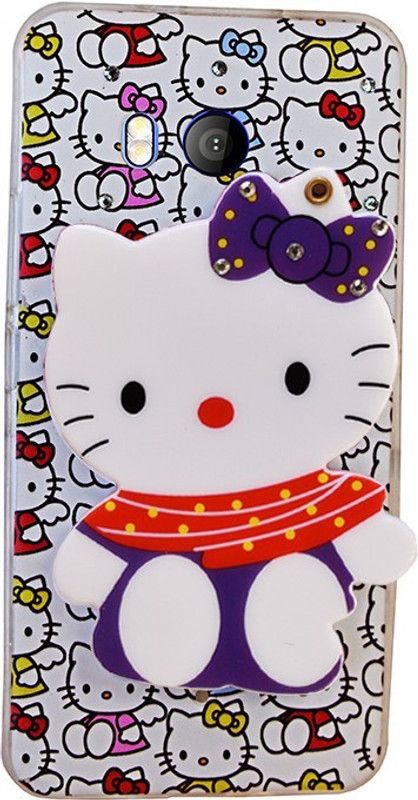 MARSHLAND Back Cover for Htc U11, Girls Case Designer Covers With Diamond Studs Stylish Big Hello Kitty, Multicolor  (Multicolor, 3D Case, Silicon, Pack of: 1)