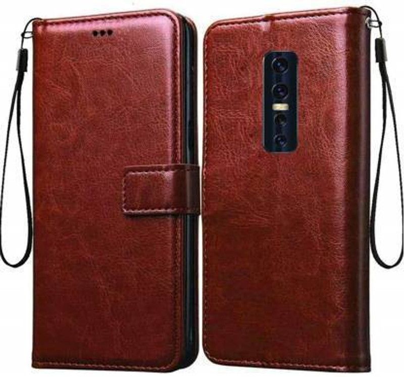 mobies Flip Cover for VIVO V17 PRO Vintage Look Flip Cover with Media Stand  (Brown, Pack of: 1)